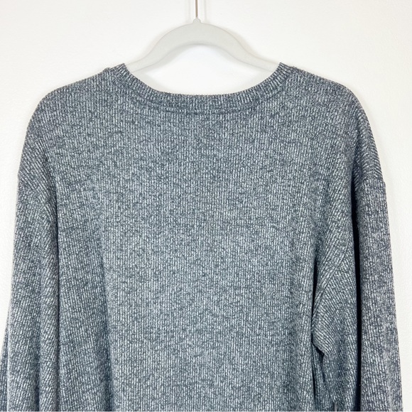Daily Ritual Ribbed Long Lantern Sleeve Top NWT Charcoal Gray Size Large - Picture 6 of 10